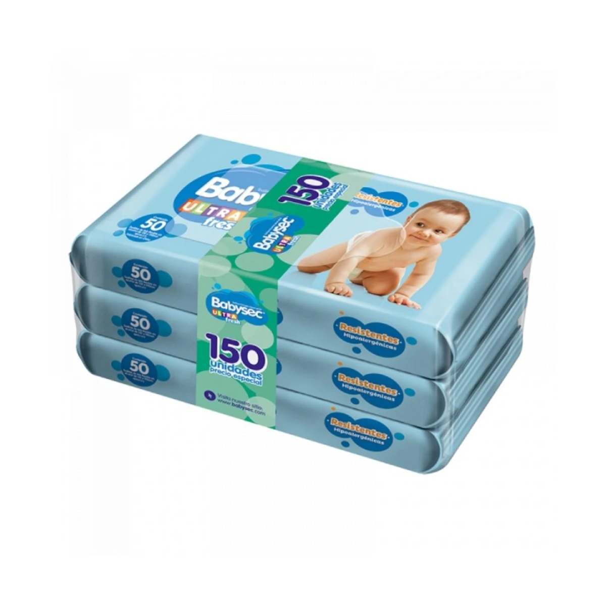 PACK 3 PAQUETES DE TOALLITAS HUMEDAS BABYSEC 50 UNIDADES C/U 