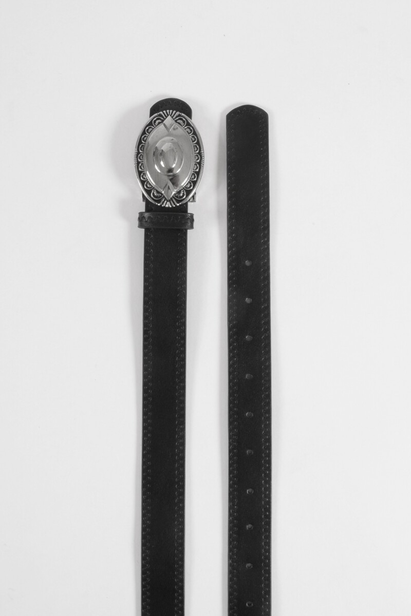 Cinturón hebilla metallic negro