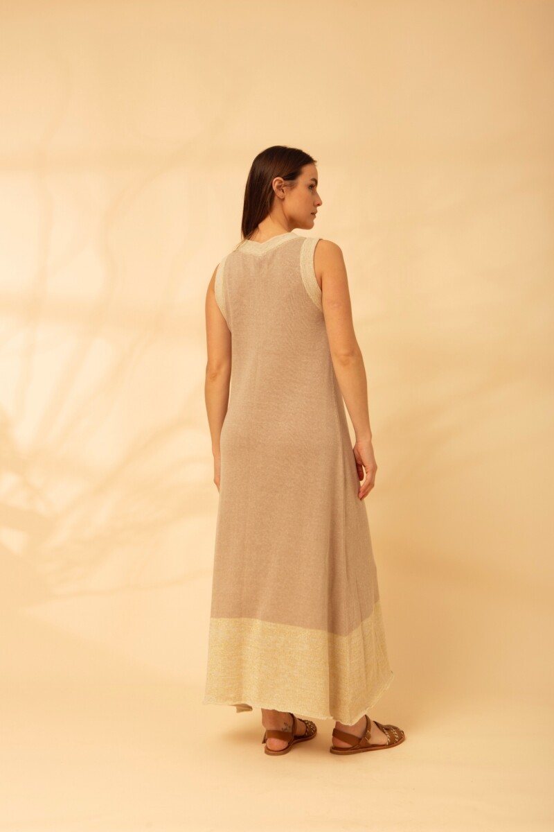 VESTIDO ACAI LONG KNIT Beige Y Crud