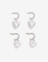 Aros Argollas Set Metal Set Argollas Dije Corazón - Plateado