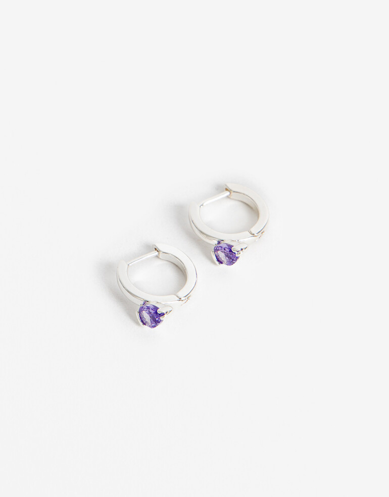 Aros Argollas Cubic zirconia Aros Argolla De La Línea Delicates. - Plateado