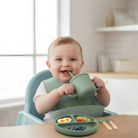 Set Alimentación Bebé en Silicona Libre Bpa 10 Piezas Verde