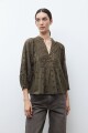 Blusa bordada con broderie verde oliva