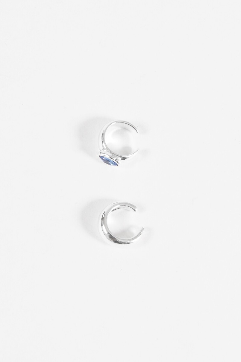 Set de dos earcuff texture piedra plateado