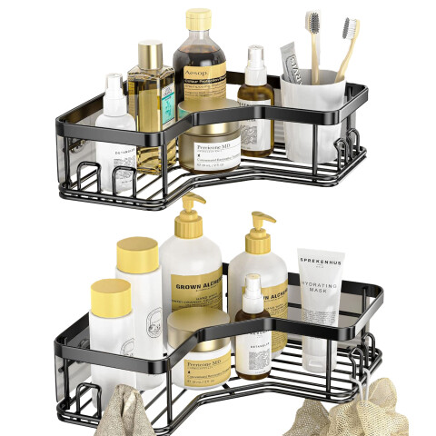 Set X2 Estantes Esquinero Organizador Baño Ducha Y Adhesivos Linea Premium Imback Color Negro Set X2 Estantes Esquinero Organizador Baño Ducha Y Adhesivos Linea Premium Imback Color Negro