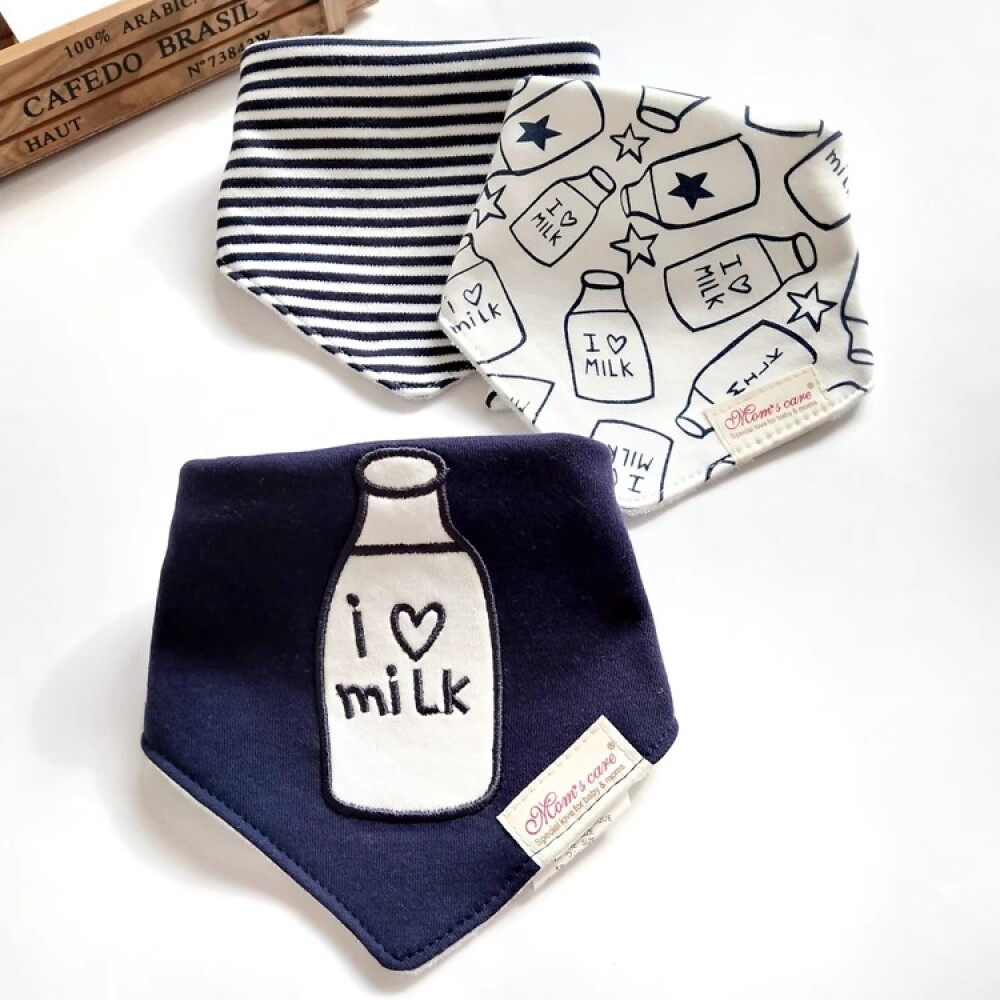 Set baberos bandana x3 milk navy