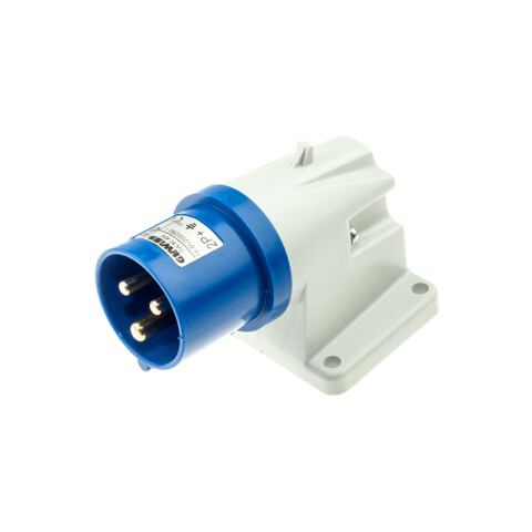 Ficha con base industrial 2P+T 16A 6HS 230V azul IP44 GG0404