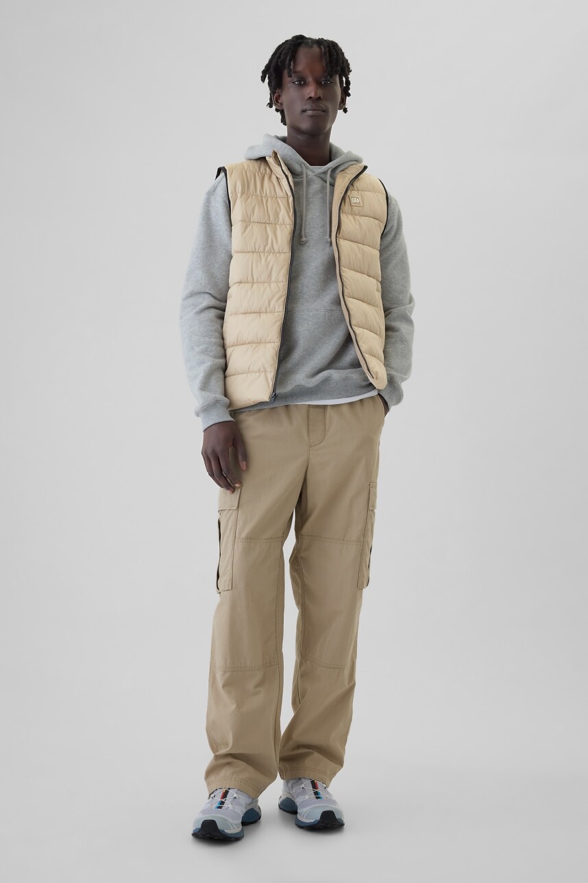 Chaleco Logo Gap Puffer Hombre Perfect Khaki