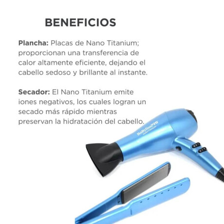 Kit Secador + Plancha Babyliss Nano Titanium BNTPP55AR (BNT9125TAR+BNT9100AR)