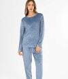 Pijama leopard fleece velour Azul