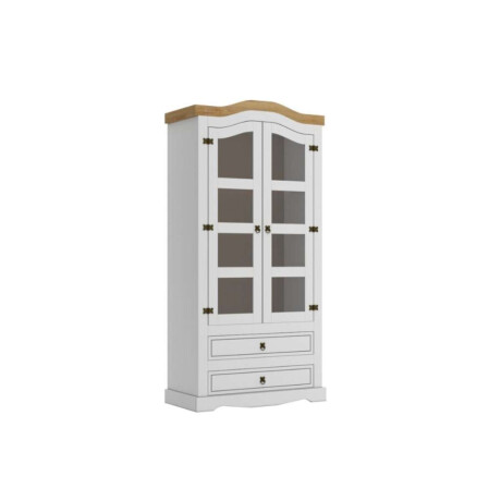 Cristalero 2 Puertas 2 Cajones Madera Maciza Linea Mexicana