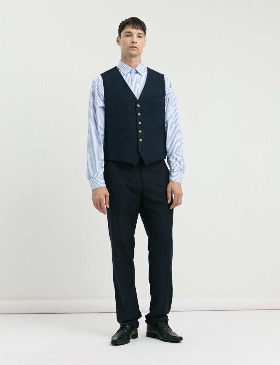 012626 CAMISA HARRINGTON LABEL Blanco/celeste