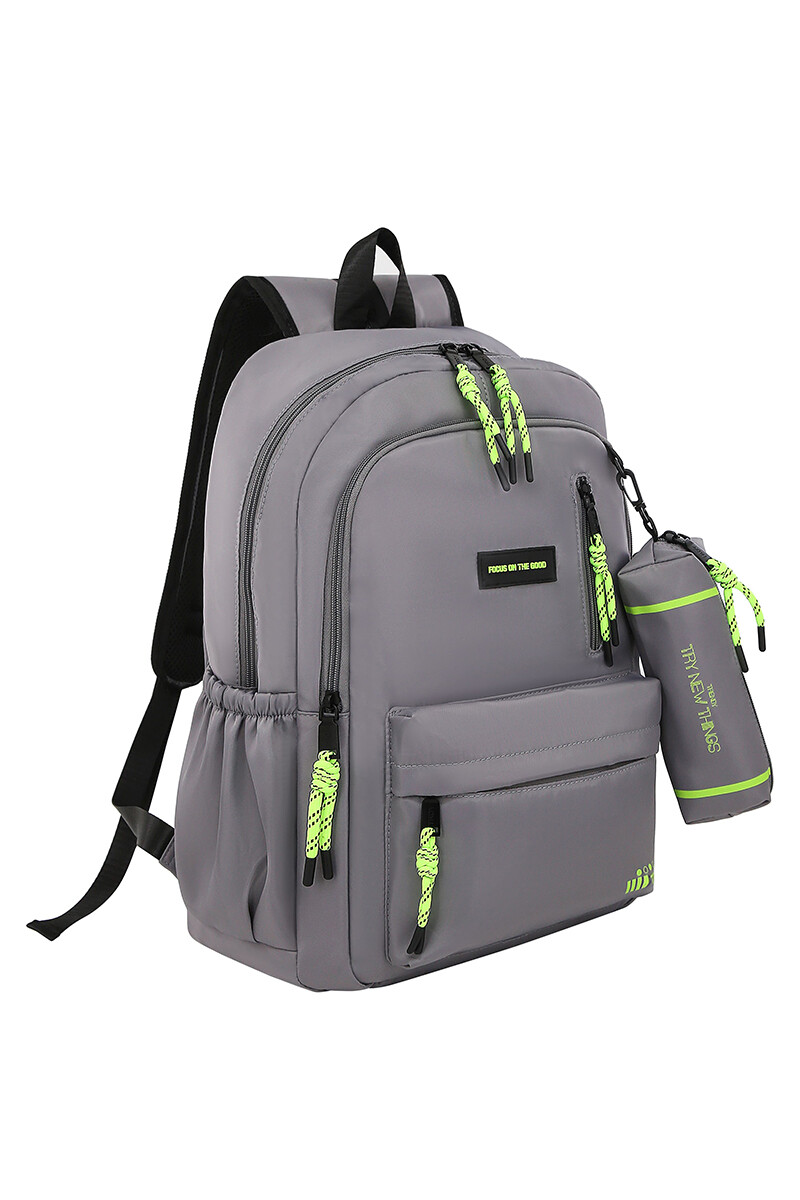 Mochila con cartuchera Trendy Gris