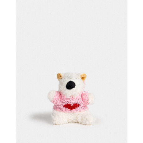 Llavero Y Charm De Perrito Con Sweater Blanco Crema