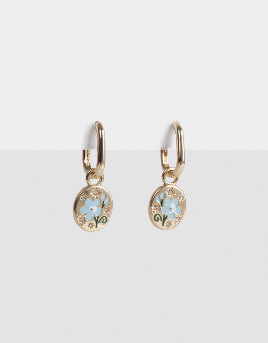 Aros Argolla Con Dije Flor 