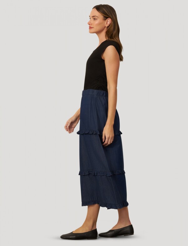 Falda Tencel Volados JEAN OSCURO