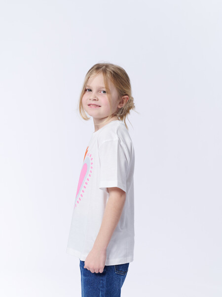 Remera Manga Corta Estampa Corazón Blanca