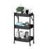 Carro Organizador de Metal Plegable Canasto con 3 Estantes y Ruedas Multiuso IMBACK Color Negro Carro Organizador de Metal Plegable Canasto con 3 Estantes y Ruedas Multiuso IMBACK Color Negro