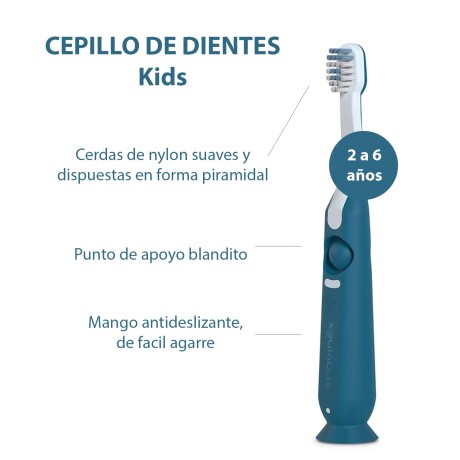 Cepillo Dental Kids 2-6 Años Suave Ventosa Con Tapa Azul