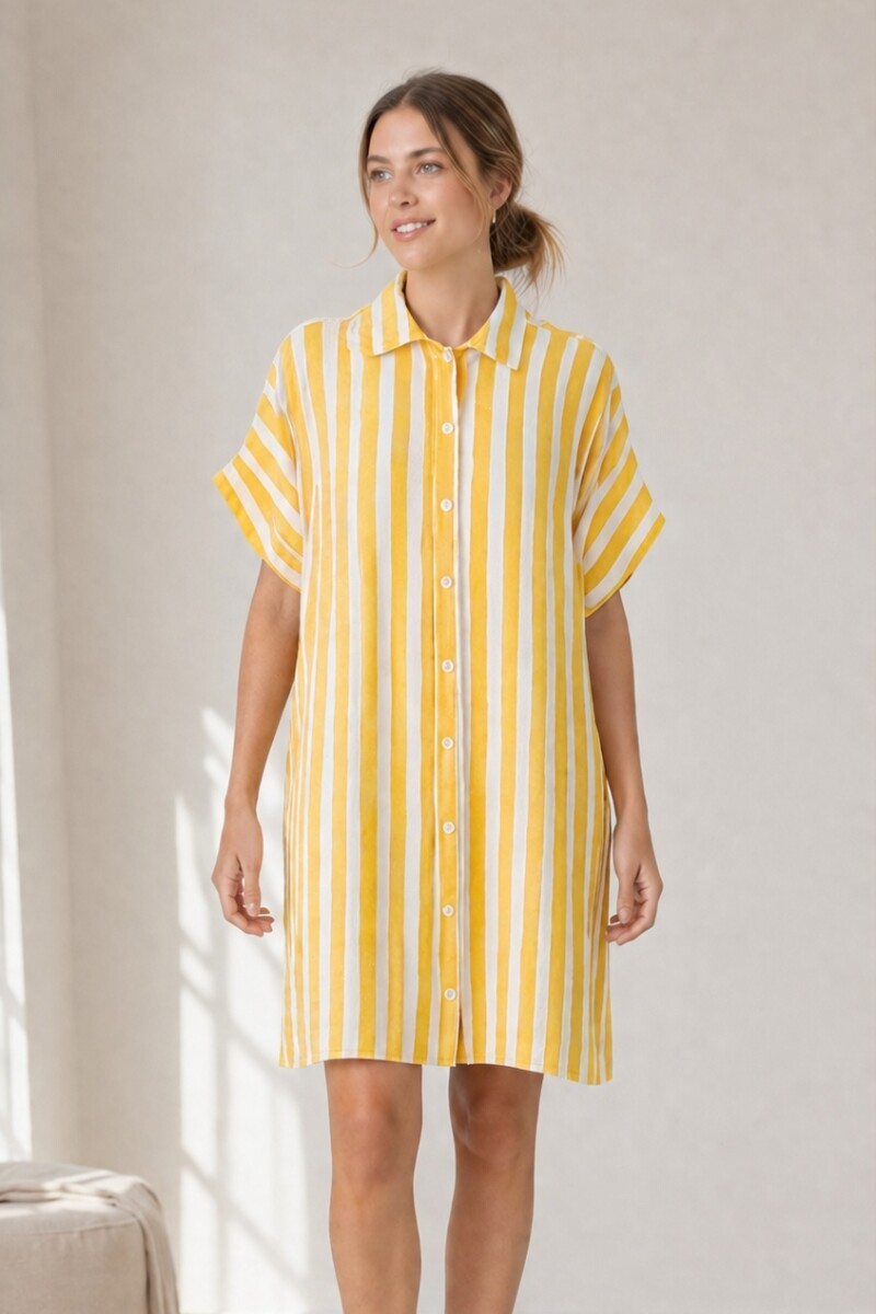 Vestido Camisero Pupa Estampa Amarillo