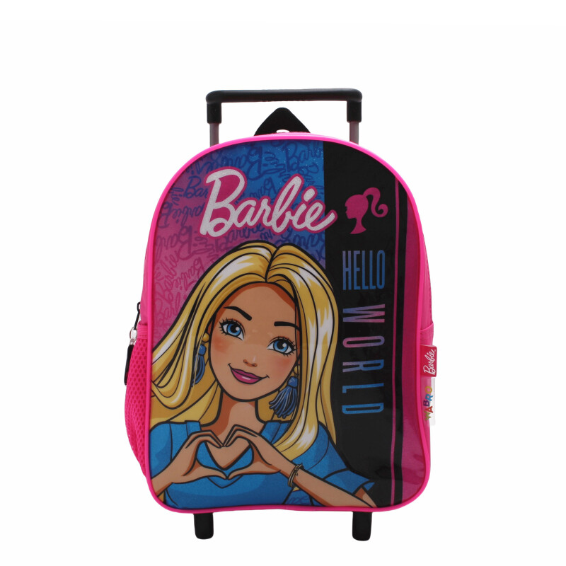 Mochila Barbie Hello World 12" Carro Fucsia - Negro