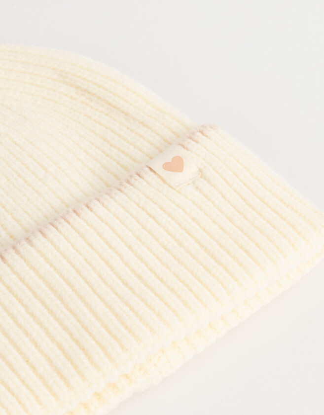 Gorro Romántico Gorro Tejido Con Tag - Blanco Crudo