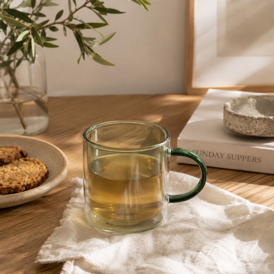 Taza doble vidrio 240ml - verde Taza doble vidrio 240ml - verde