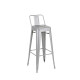 Taburete Tolix en metal con respaldo Gris