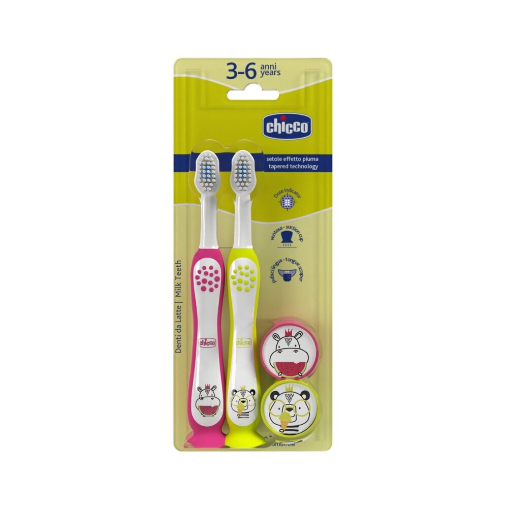 CHICCO PACK CEPILLO HIPPO-PANDA 3-6A 2UN única