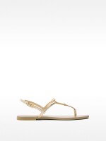 Sandalias Planas Con Tiras Y Detalle Metálico dorado