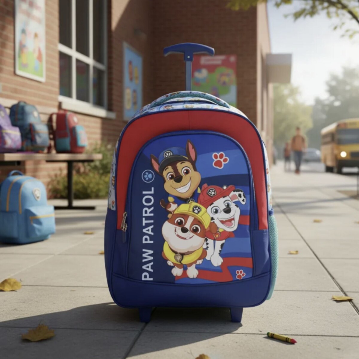 Mochila Nickelodeon 3D Con Carro 40x30x14 Cm Para Niñas Uso Escolar Diario - Azul 