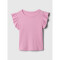 SS BRANNANS RIB FLUTTER TOP SUGAR PINK