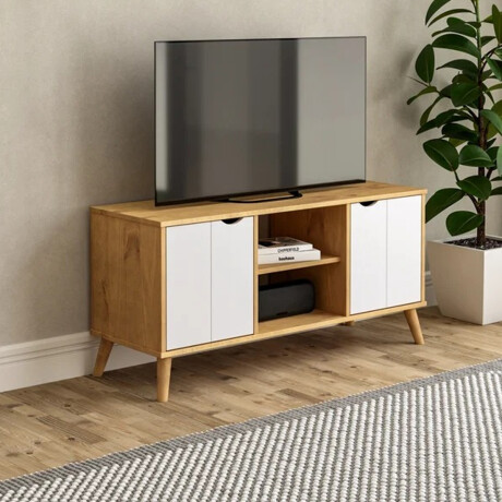 RACK APARADOR PARA TV O AUDIO 2 PUERTAS EN MADERA MACIZA BLANCO