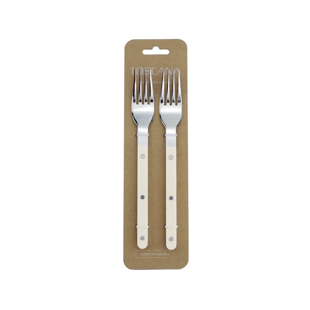 Set 2 Tenedores de Mesa Selecta Toscana 20 cm Mango Beige SET X2 TENEDOR DE MESA 20CM AC MANGO BEIGE TOSCANA