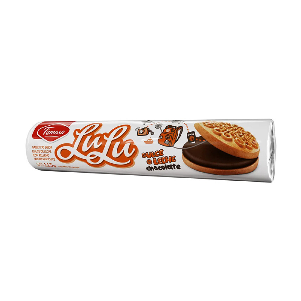 Galleta Rellena LULU 115grs - Dulce de Leche y Chocolate 