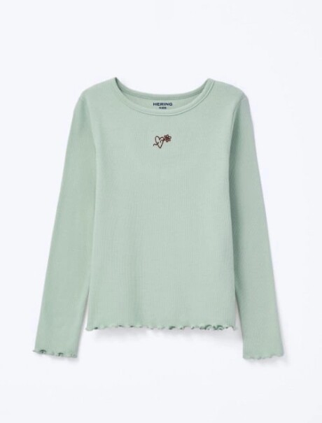 BLUSA INFANTIL CON BORDADO VERDE