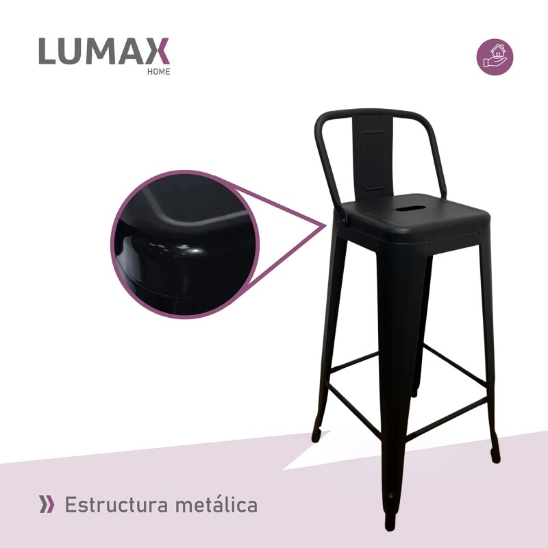 Taburete Tolix en metal con respaldo Negro