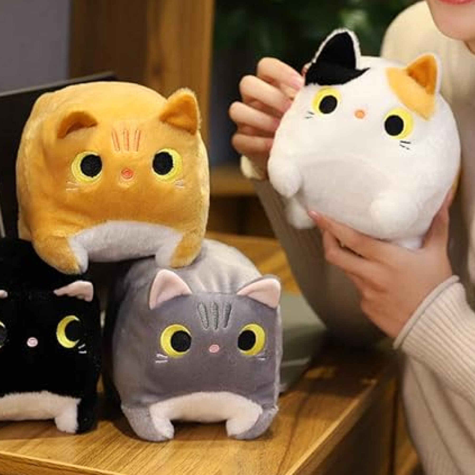 Peluche de gatito cuadrado chico Blanco — Mis Petates