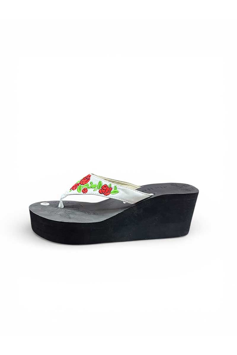 SANDALIA OJOTA PLATAFORMA BORDADA Blanco