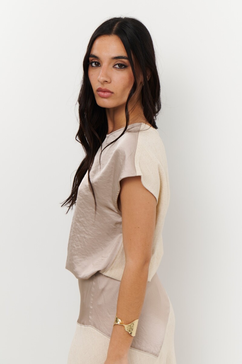 BLUSA LINO SATEN BEIGE