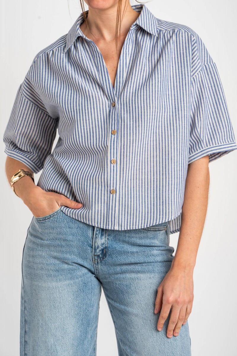 Camisa Rayada Azul