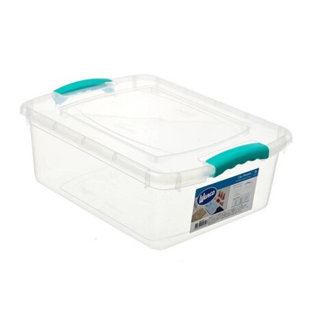 Caja Organizadora Plástica Wenbox 15L Tapa c/Clips Laterales Transparente