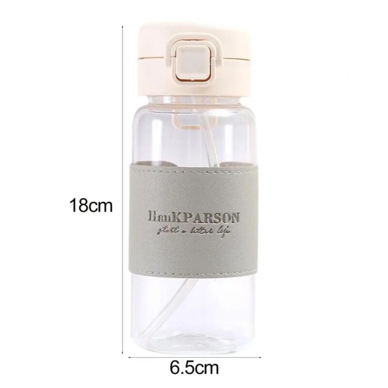 Botella De Agua Con Pajita Sorbito Silicona Con Tranca 500ml Gris