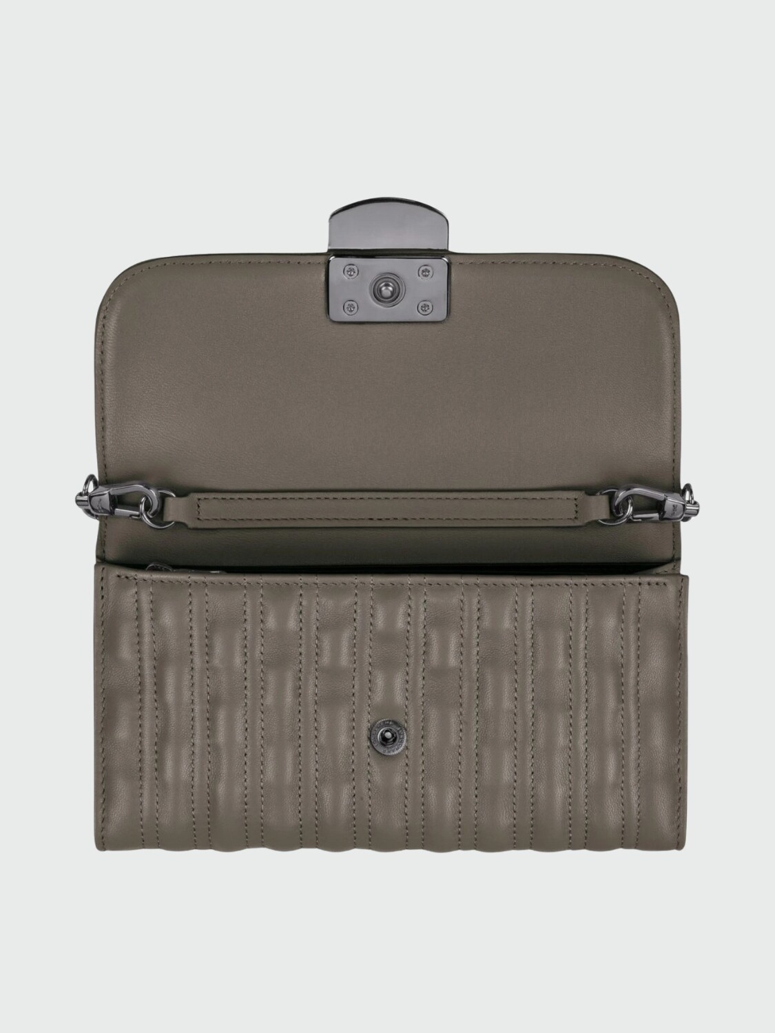 Longchamp -Sobre de cuero con solapa, Brioche Gris