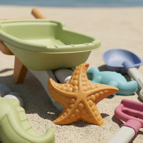 Set Juego De Playa Infantil 8 Piezas Con Carretilla y Moldes Verde