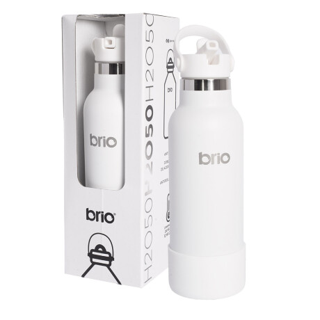 Botella En Acero Inoxidable brio 500ml Con Sorbito Y Manija Blanco