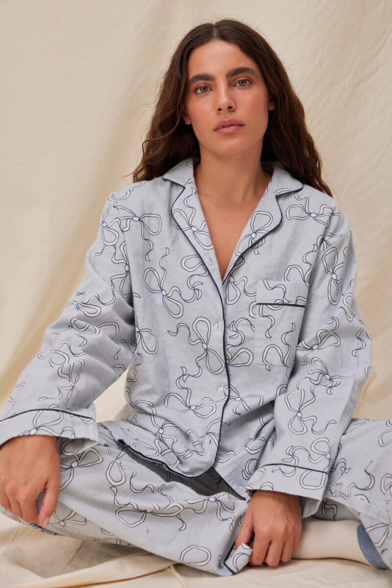 Pijama franela - Celeste antique 
