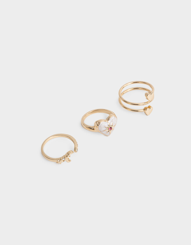 Sets Anillos Místco Sets Anillos Con Corazón - Dorado