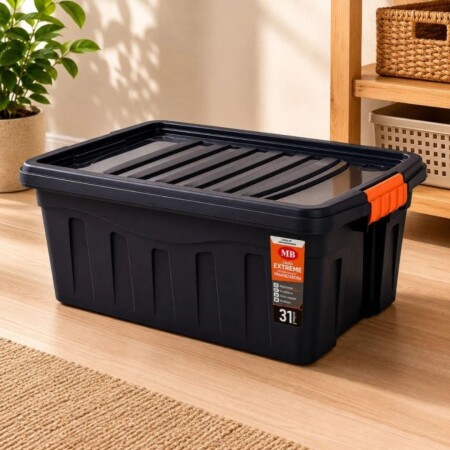 CAJA ORGANIZADORA CON TRABA 31 LITROS NEGRO CAJA ORGANIZADORA CON TRABA 31 LITROS NEGRO