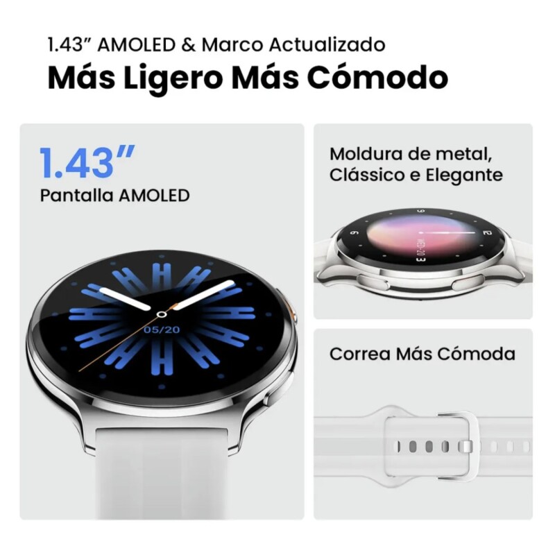 Reloj Smart watch Inteligente Haylou Solar Lite 2 Plateado